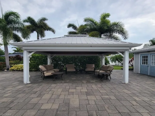 View of patio with a gazebo