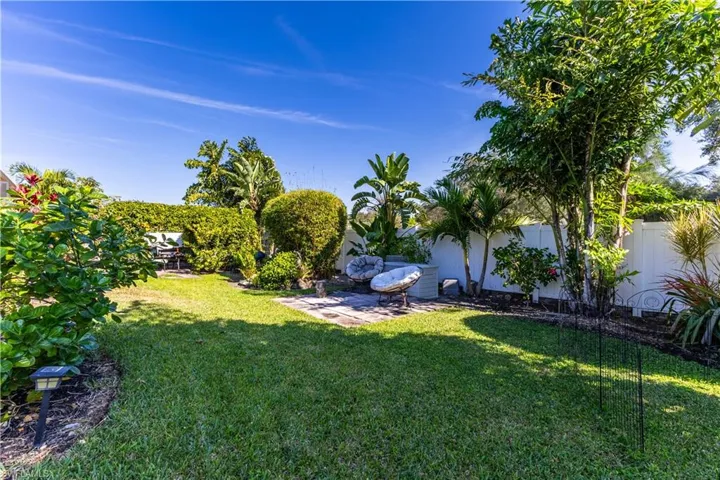 Fenced backyard featuring a patio area