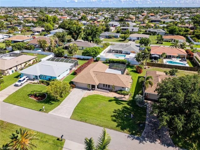 Aerial perspective of suburban area