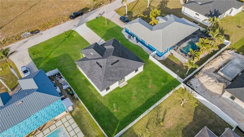 Aerial perspective of suburban area
