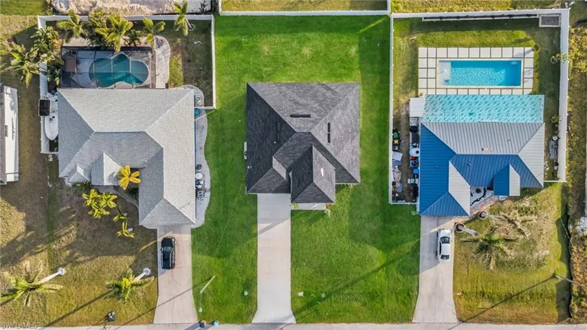 Aerial view of a pool