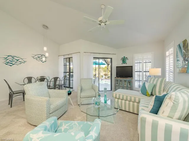 Living room with vaulted ceilings
