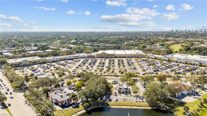 Bird's eye view of Target shopping plaza.