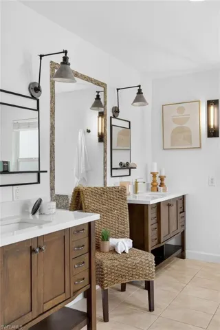 Master bathroom with dual sink, large jetted tub with a separate shower