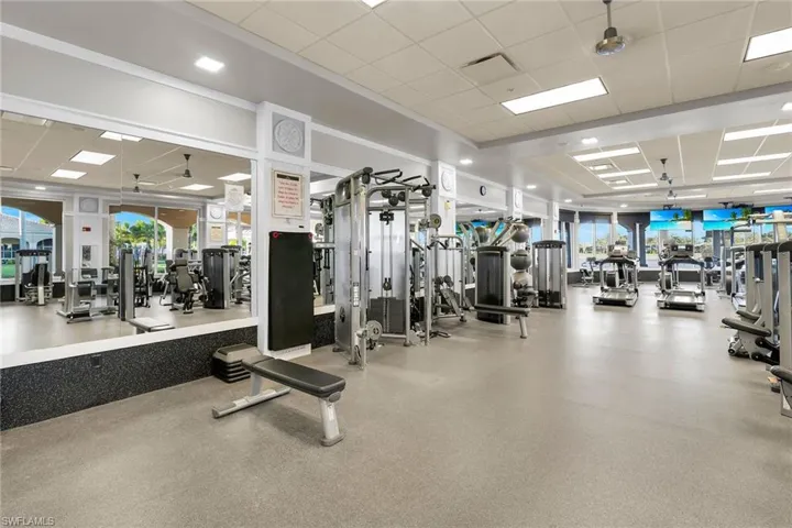 Exercise room featuring a paneled ceiling