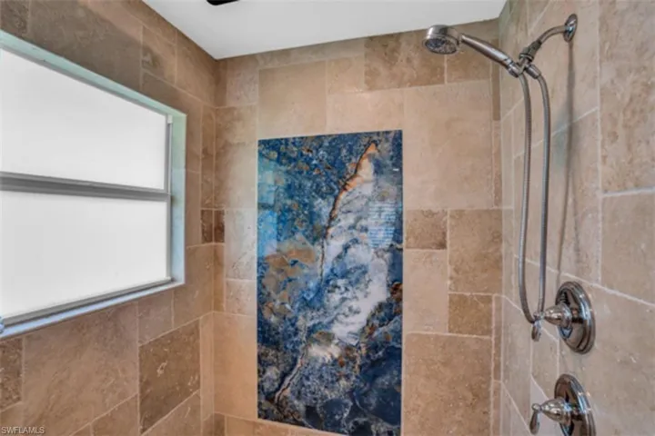 Master shower with dual shower heads.