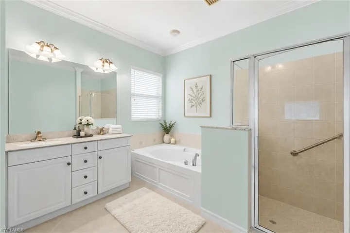 Virtually Staged Primary Bathroom.