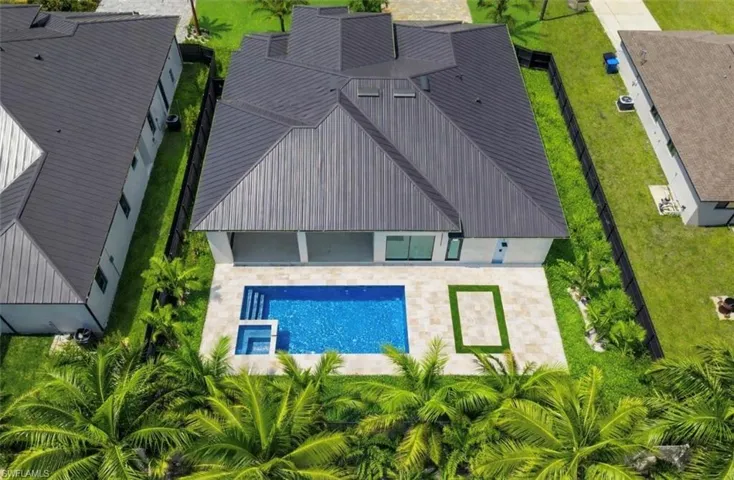 Aerial view of a pool