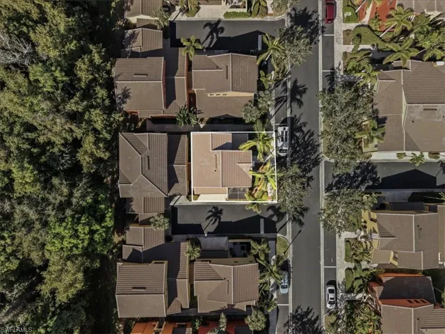 Aerial perspective of suburban area