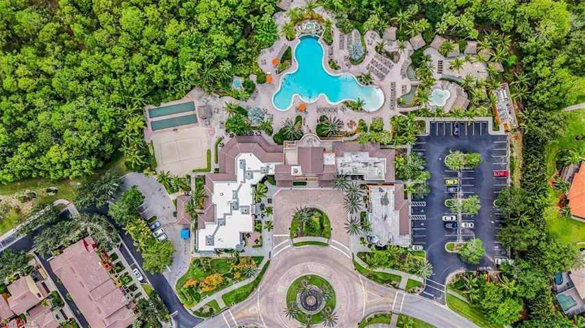 Aerial view of a pool