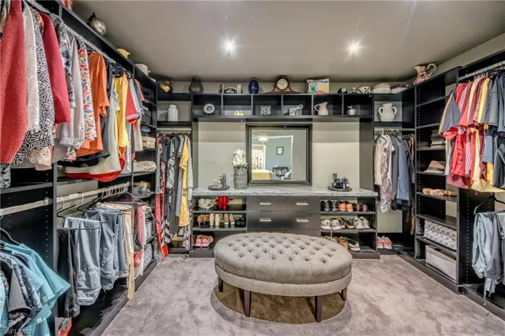 Spacious closet with carpet