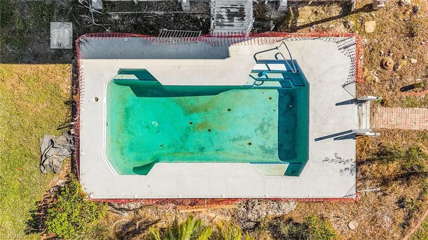 Aerial view of a pool
