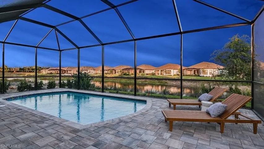 Pool view at night