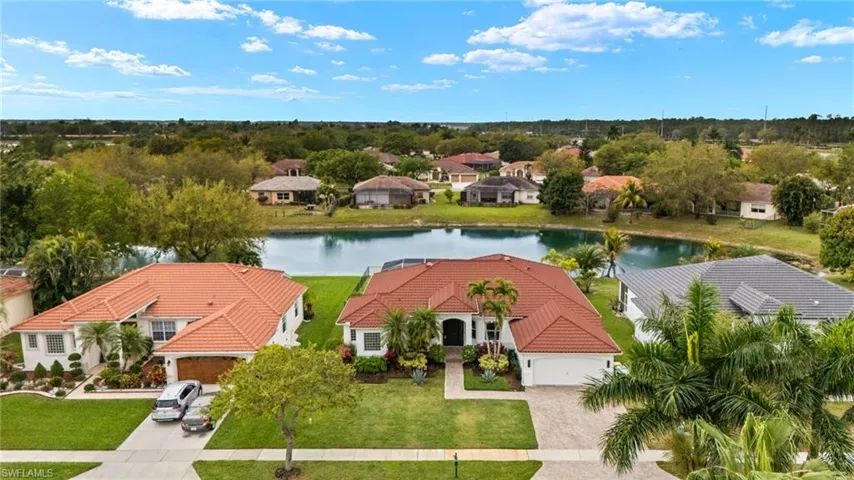 Drone / aerial view featuring a water view and a residential view on a CUL-DE-SAC.