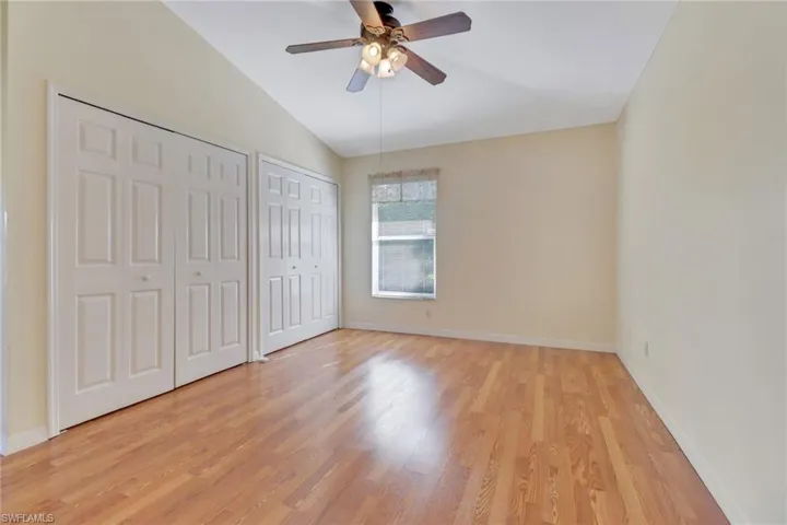 Wood flooring in main bedroom