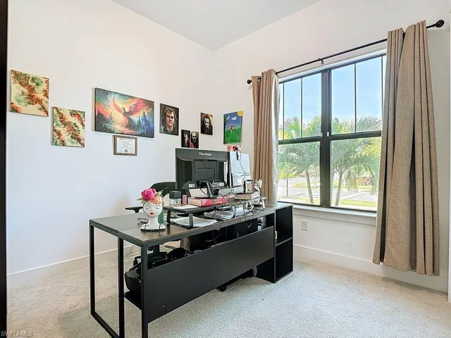 Office with light carpet
