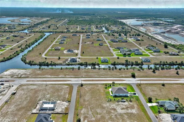 Bird's eye view of a nearby body of water