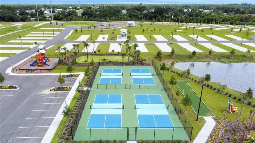 Drone / aerial pickle-ball courts at Palm Breeze