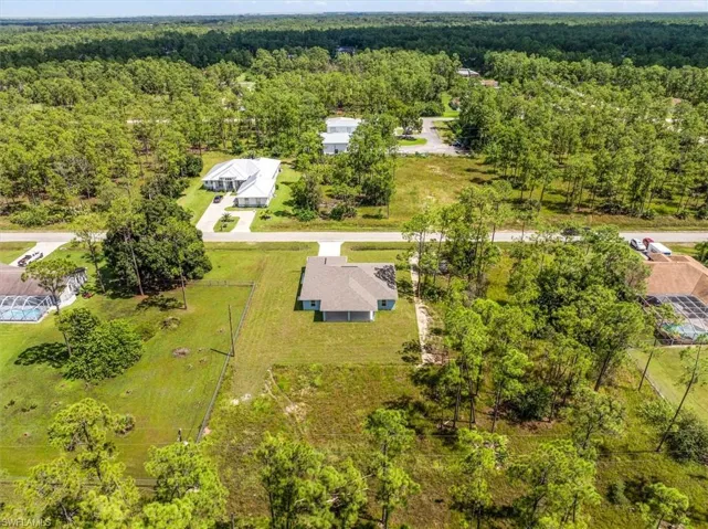 Drone view of the large back yard