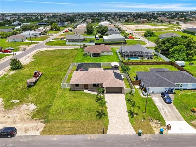 Aerial perspective of suburban area
