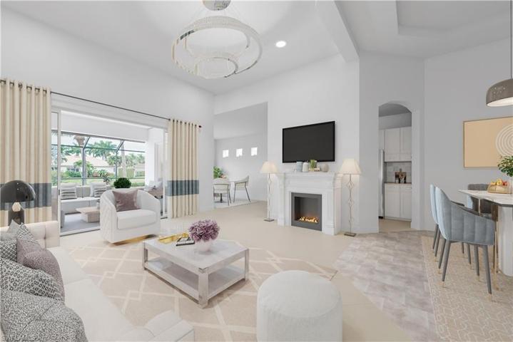Virtually Staged Living and Dining Area showing the Open Floor Plan