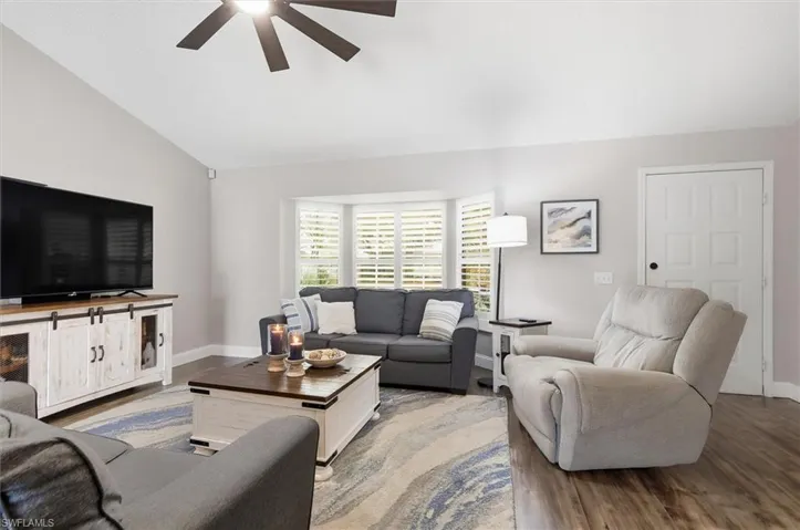 Open Great Room with Planation Shutters!