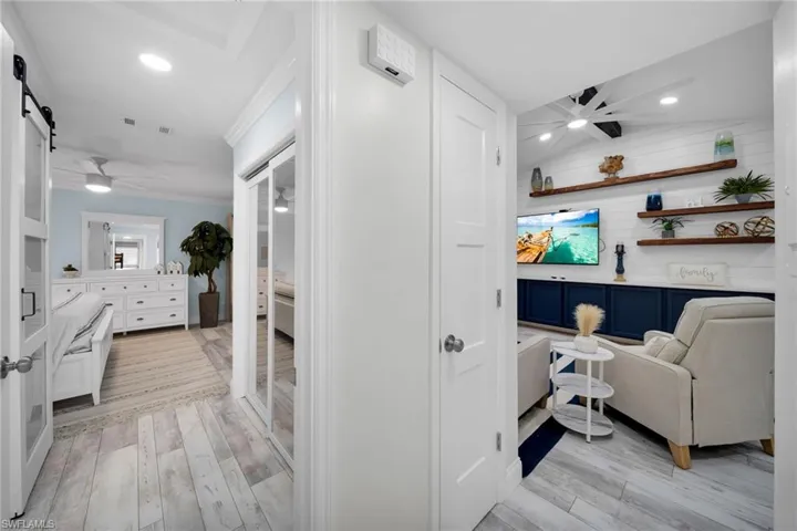 Hallway leading into Master Bedroom and Living Room
