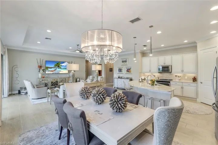 Dining Area with designer lighting