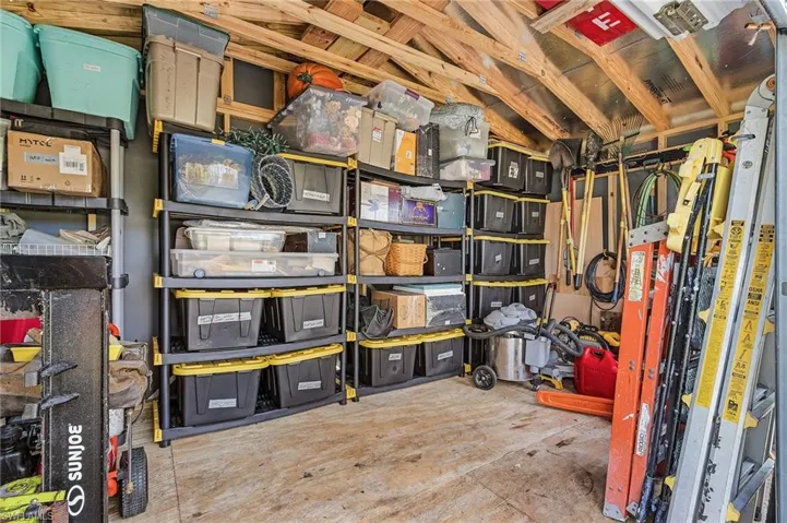 Inside the insulated shed.