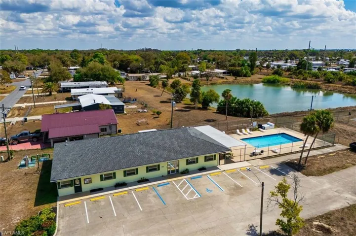 Drone / aerial view of a pool