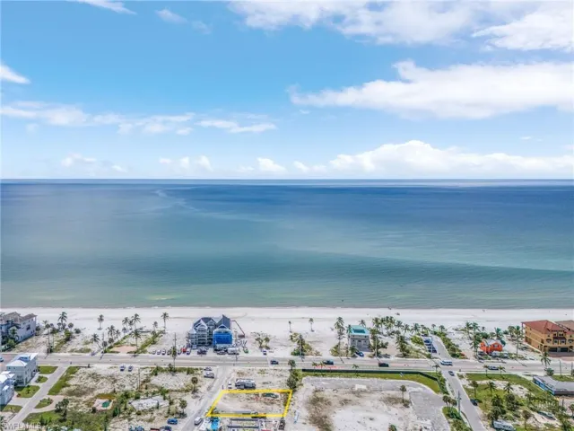 View of property location with expansive beach and property boundaries highlighted