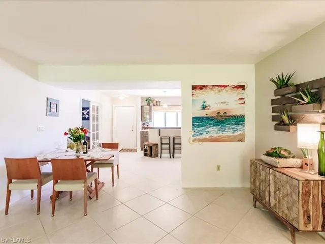 View of tiled dining room