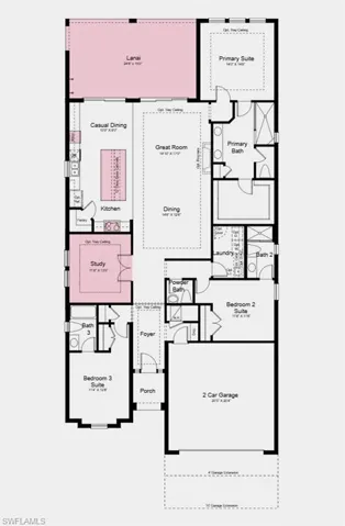 Floor Plan - Additional Highlights Include: tray ceiling package, 8' interior doors, GE Café appliance package, laundry appliance package, refrigerator, wood valance range hood, pool and spa prewire, and impact windows throughout the whole house