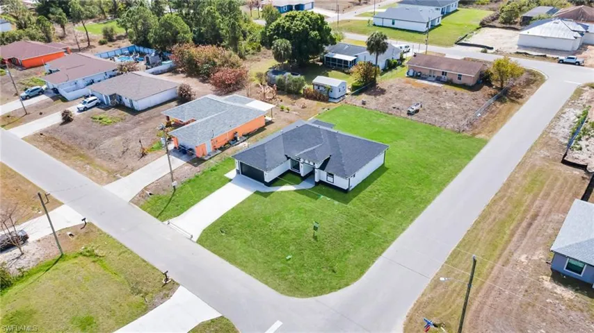 Aerial perspective of suburban area