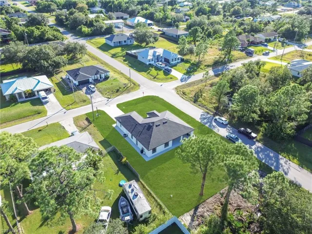 Aerial perspective of suburban area