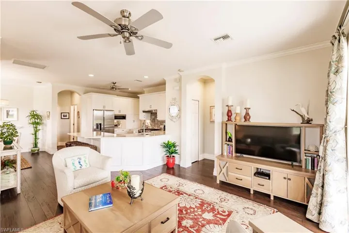 The kitchen as seen from the living room