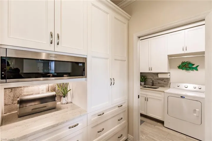 More storage! Slimline microwave and lighted nook.