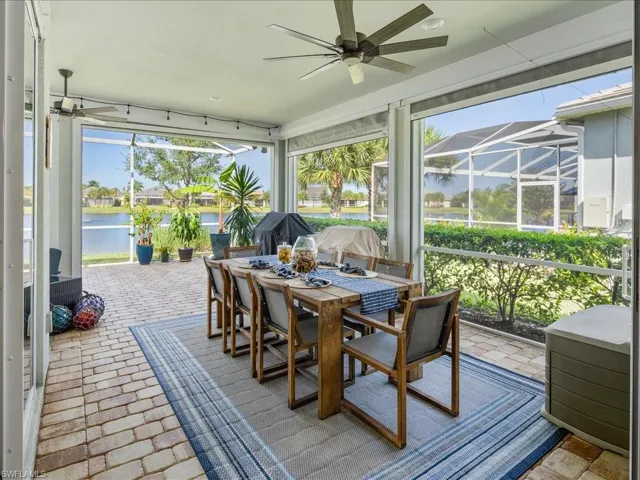 The screened lanai is spacious and features privacy/storm electric screens