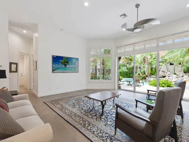 Great room opens to courtyard