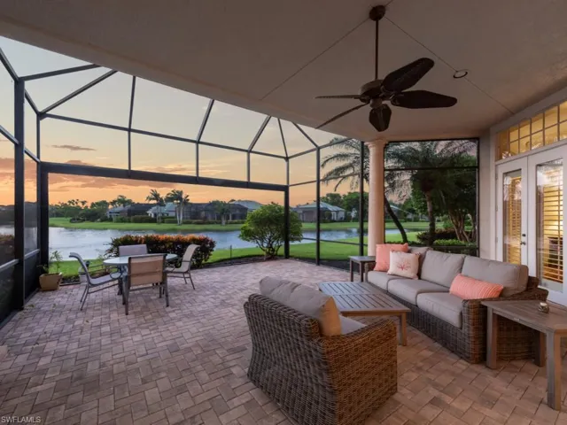 Screened lanai at dusk
