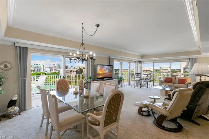 Dining/ Living surrounded by sliders