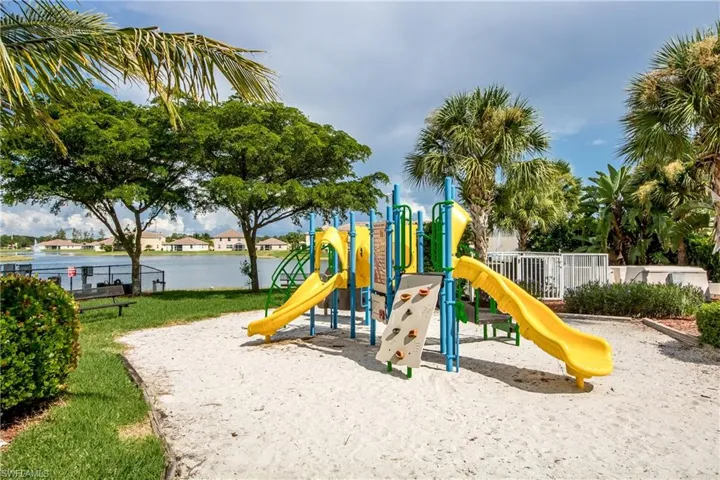 Community play area featuring a water view