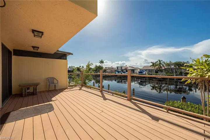 Wooden deck with a dock and a water view