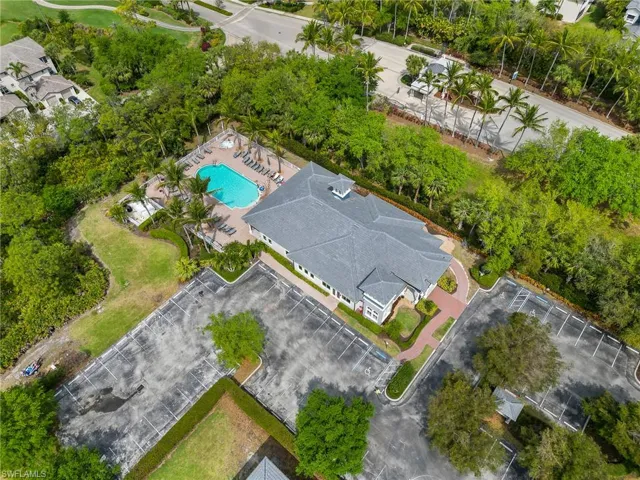 Drone / aerial view of a pool area