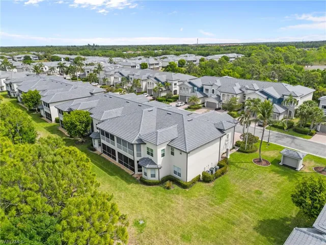 Aerial perspective of suburban area