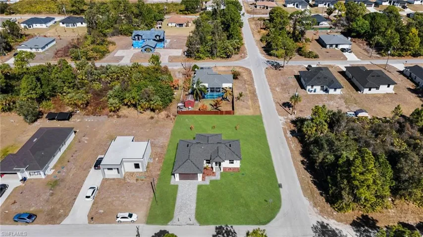 Aerial perspective of suburban area