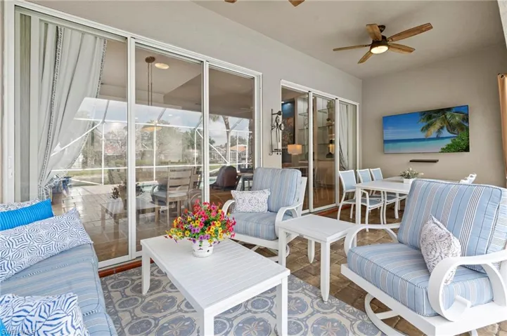 Lanai with Elect Drop down fabric Hurricane Screen