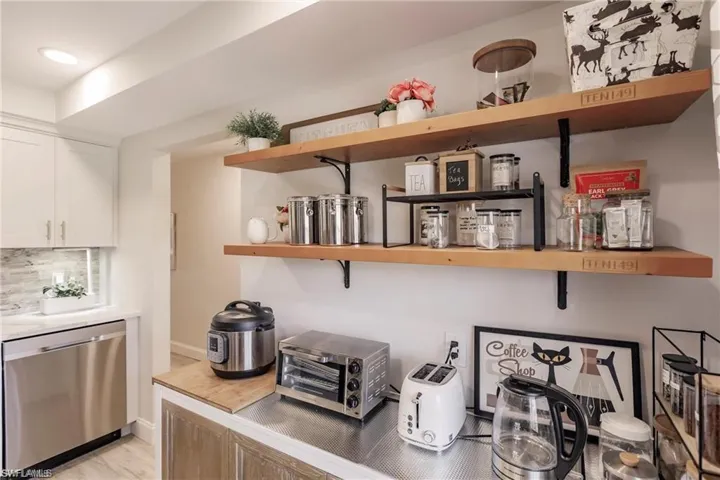 Storage area featuring a toaster