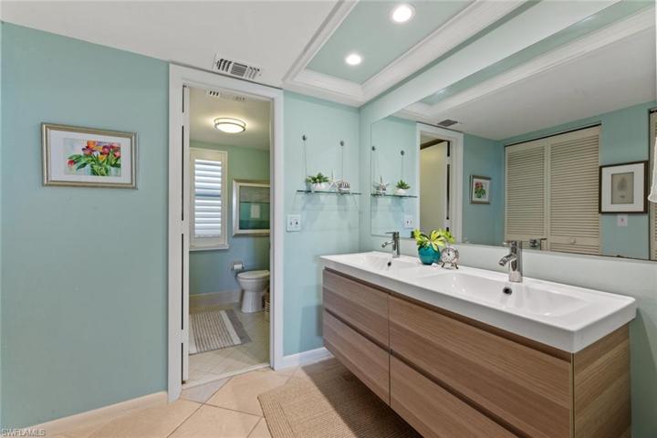 Master bath with floating vanity