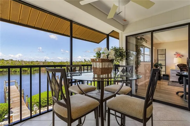 Screened Balcony overlooking the harbor